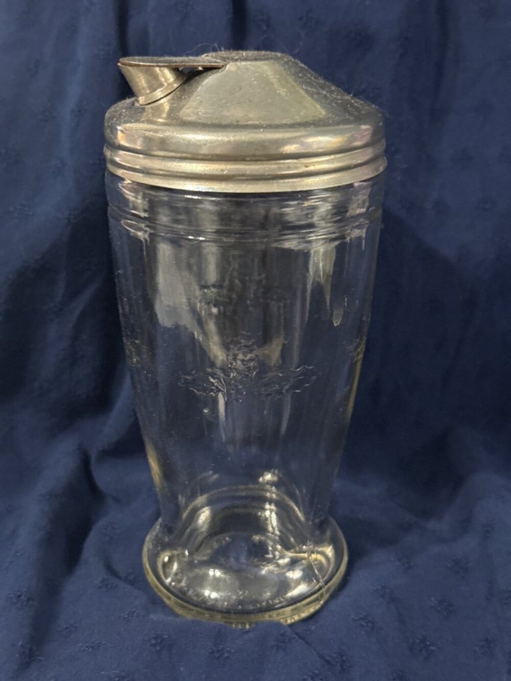 Vintage Guarantee Star Products Glass Syrup/Sugar Dispenser Chrome Lid 6” 1950’s